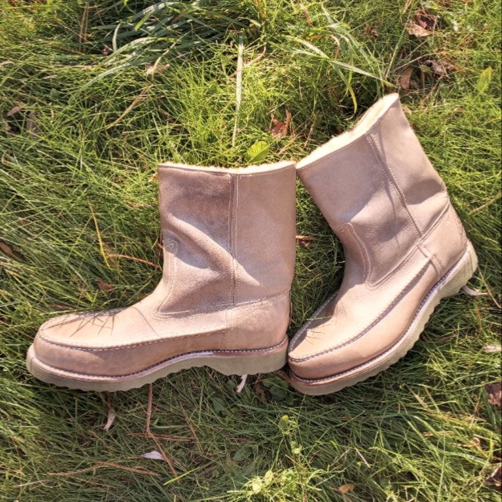 Vintage Herman Neoprene Oil Resistant Steel Toe Tan Brown Leather Boots size 9